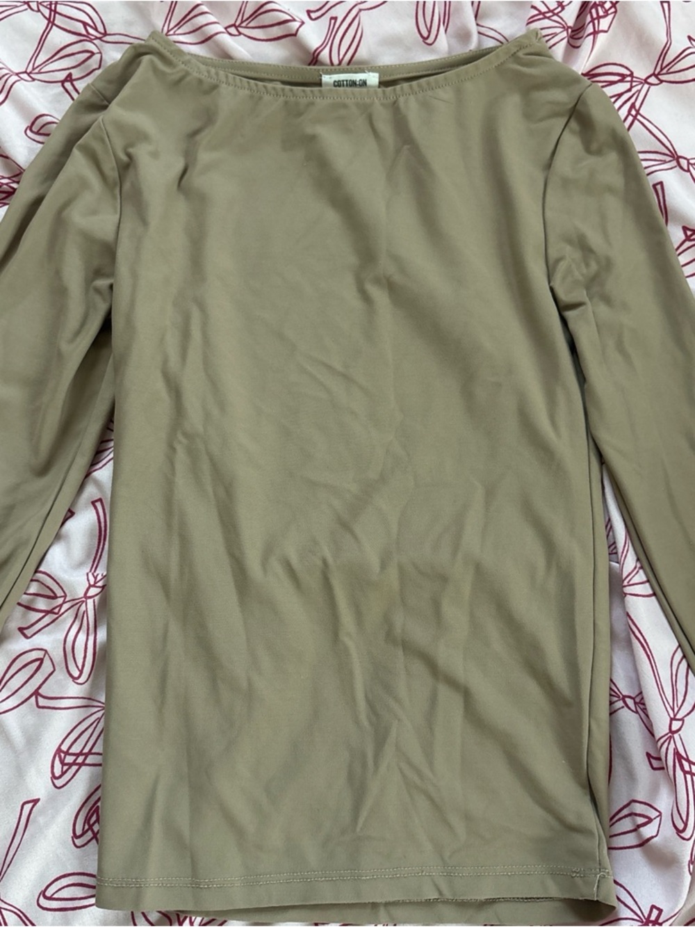 Cotton On Beige Boatneck Long Sleeve Top